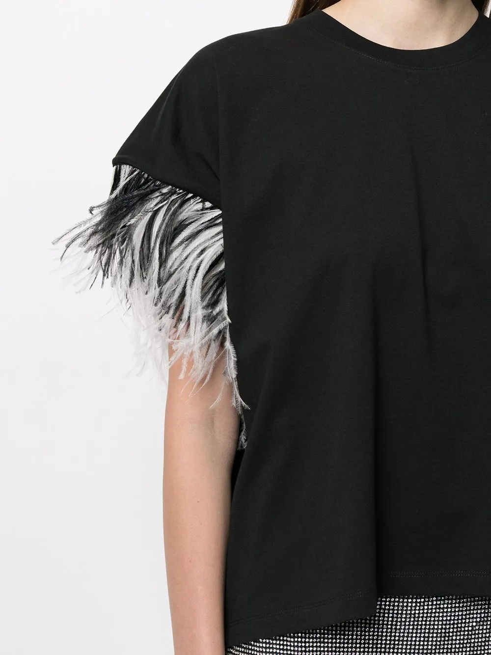 Christopher Kane футболка с перьями  CFWTS553MEDIUMWEIGHTJERSEYBLACK Фото 5