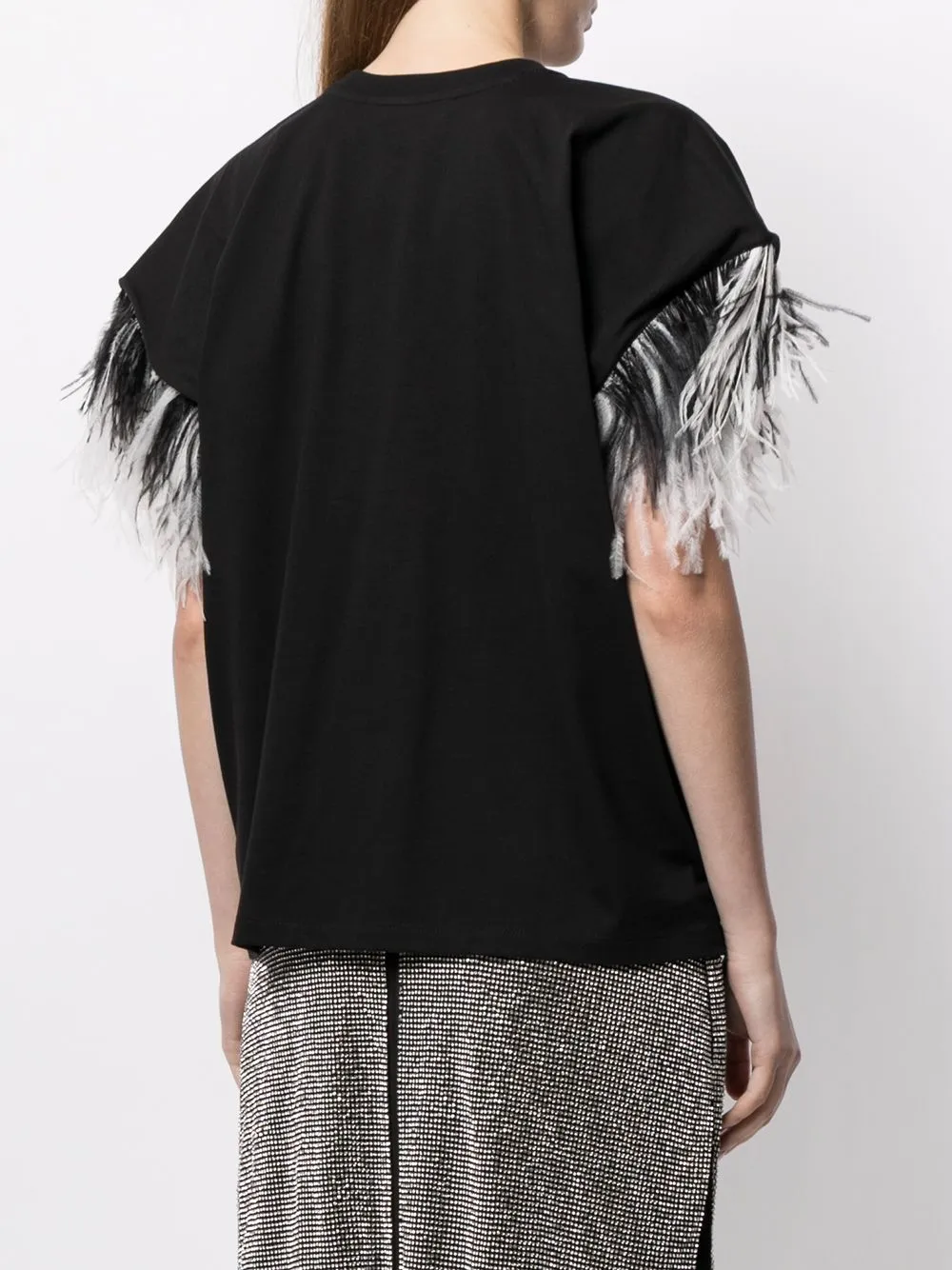 Christopher Kane футболка с перьями  CFWTS553MEDIUMWEIGHTJERSEYBLACK Фото 4
