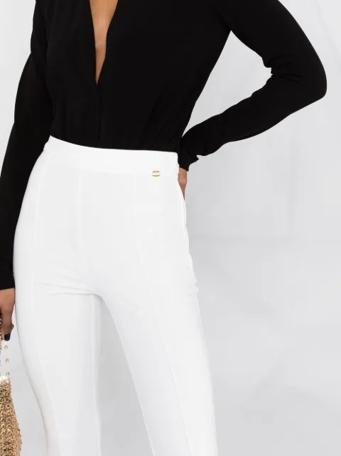 Elisabetta Franchi high-waisted flared leg trousers white PA38411E2 -  Farfetch