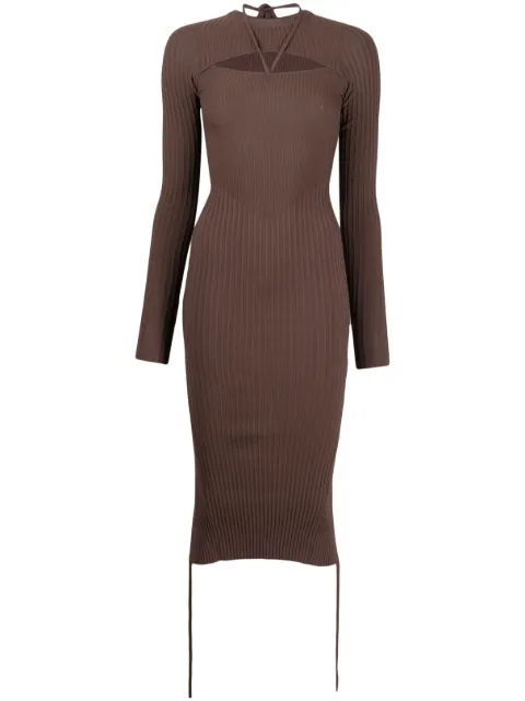 ANDREĀDAMO cut-out fitted knitted dress