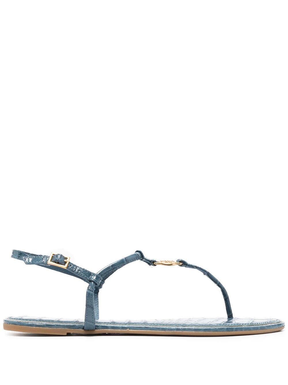 Tory Burch blue logo-plaque detail sandals for women | 82649400 at  