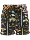 Versace Jeans Couture baroque-print cotton shorts - Black