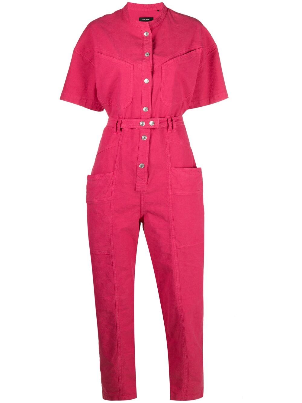 Isabel Marant Short-sleeve Belted-waist Jumpsuit In Pink | ModeSens