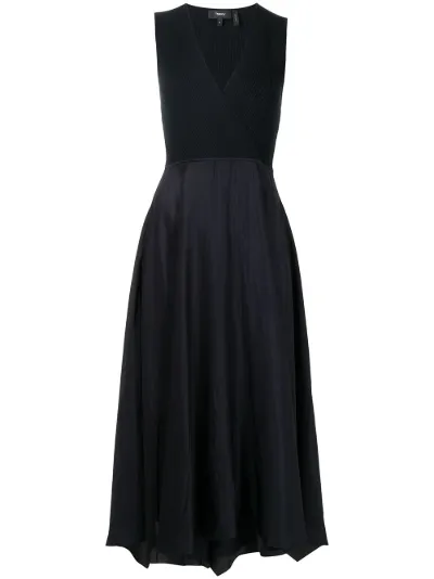 ribbed-knit bodice draped dress 