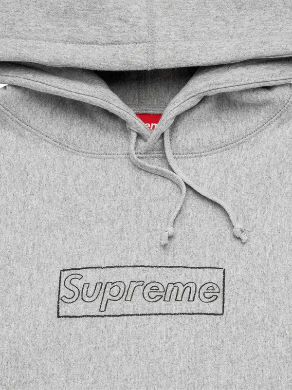 Supreme X KAWS Chalk Logo Hooded Sweatshirt 'Heather Grey'