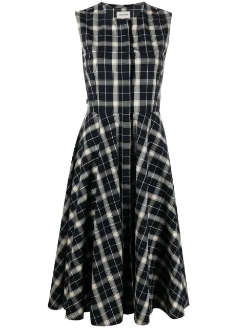 Woolrich vestido midi acampanado con estampado de cuadros