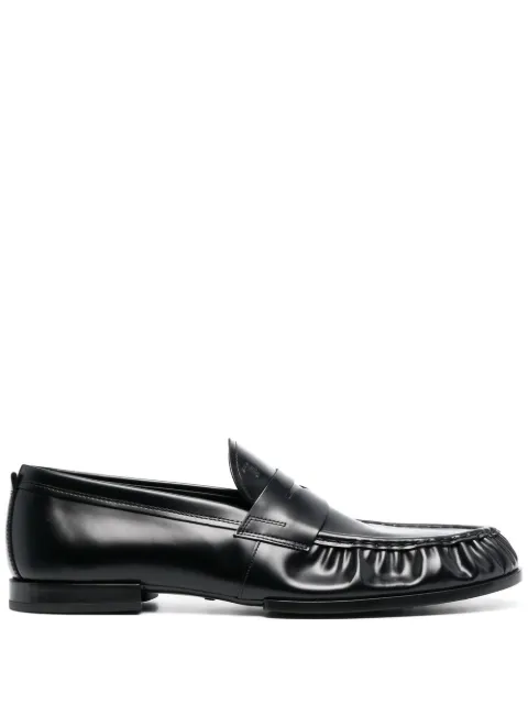 Tod's gathered-effect penny slot loafers