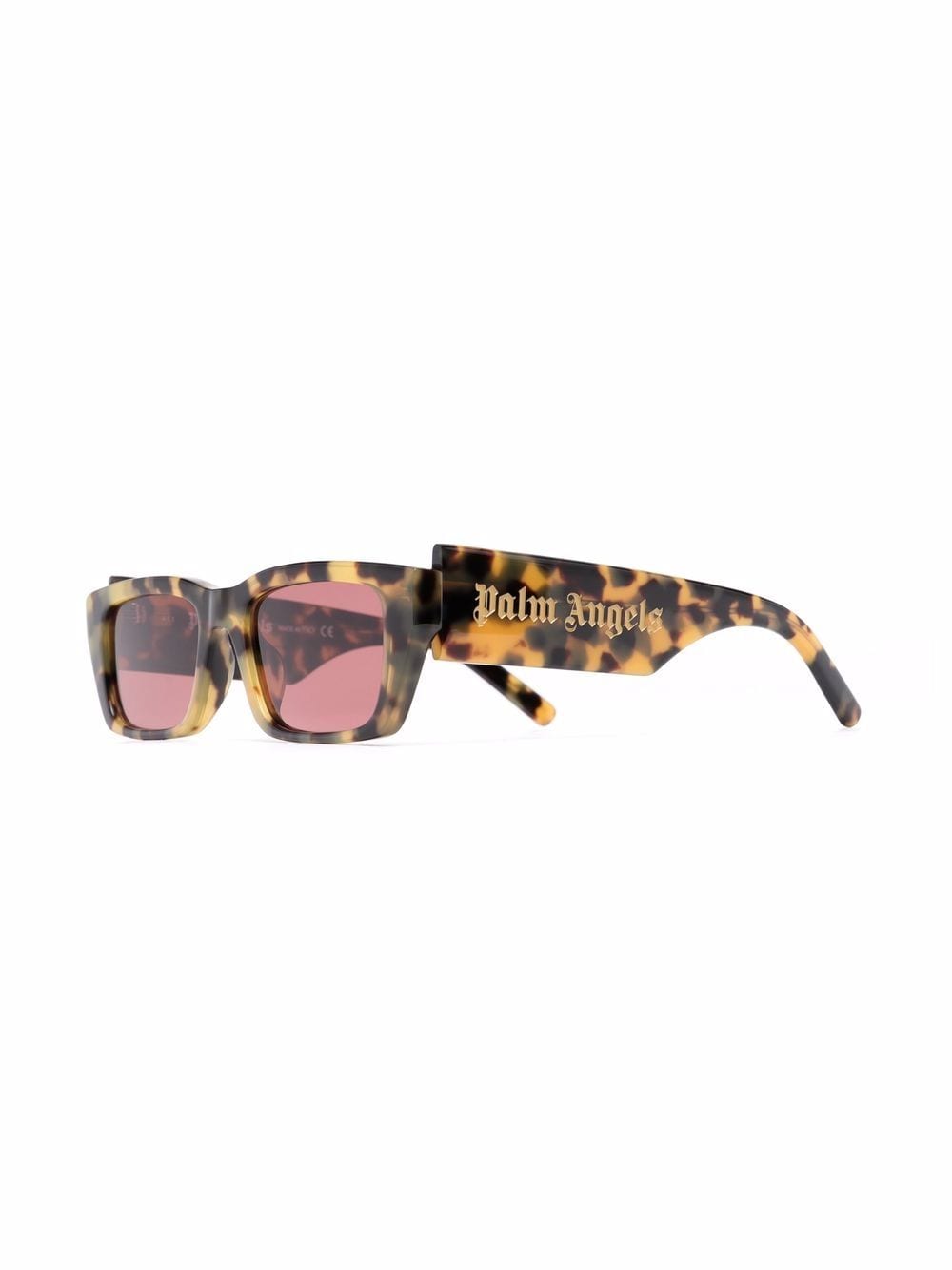 Shop Palm Angels Angel Rectangle-frame Sunglasses In Brown