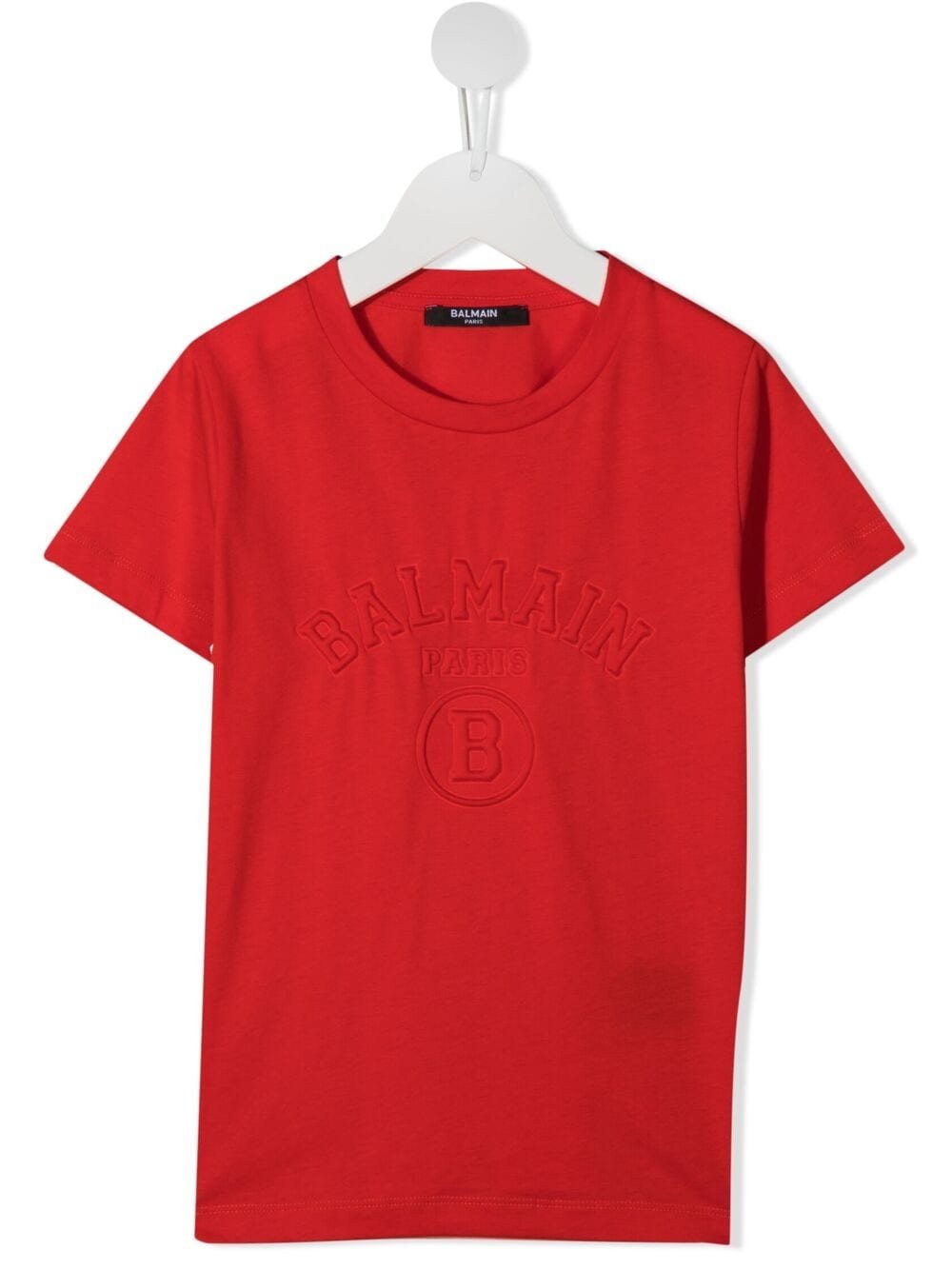 Shop Balmain Logo Embroidered T-shirt In Red