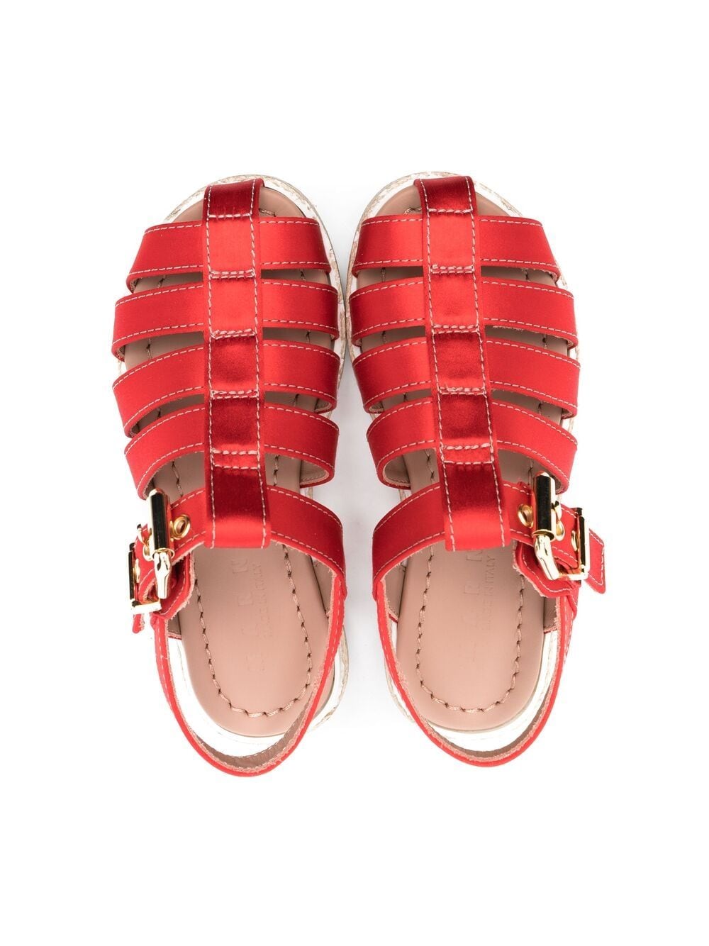 Shop Marni Metallic-effect Buckle-fastening Sandals In Red