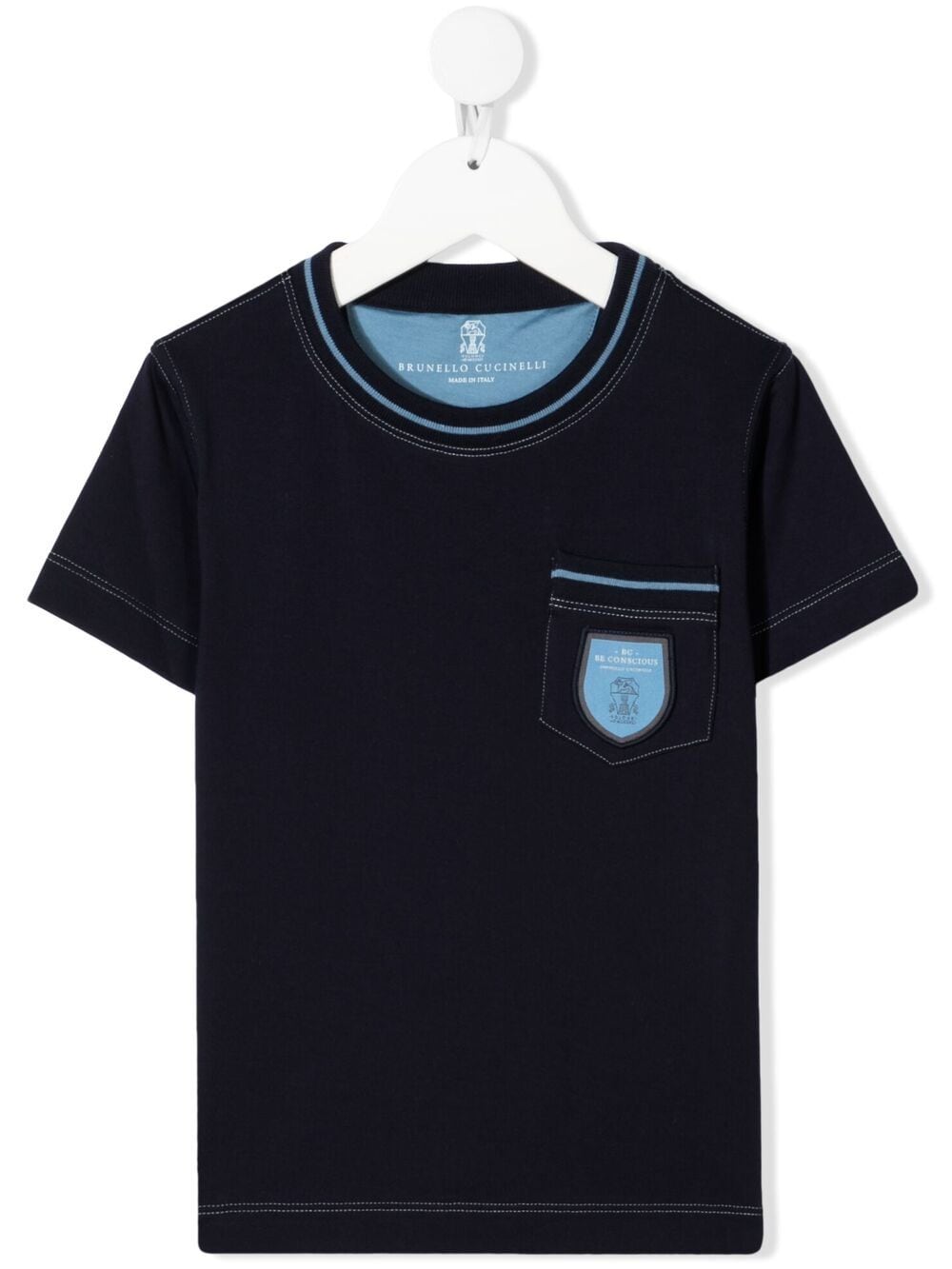фото Brunello cucinelli kids футболка с накладным карманом и логотипом