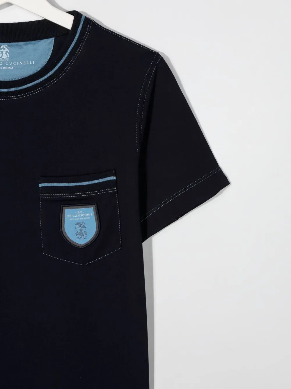 фото Brunello cucinelli kids футболка с накладным карманом и логотипом