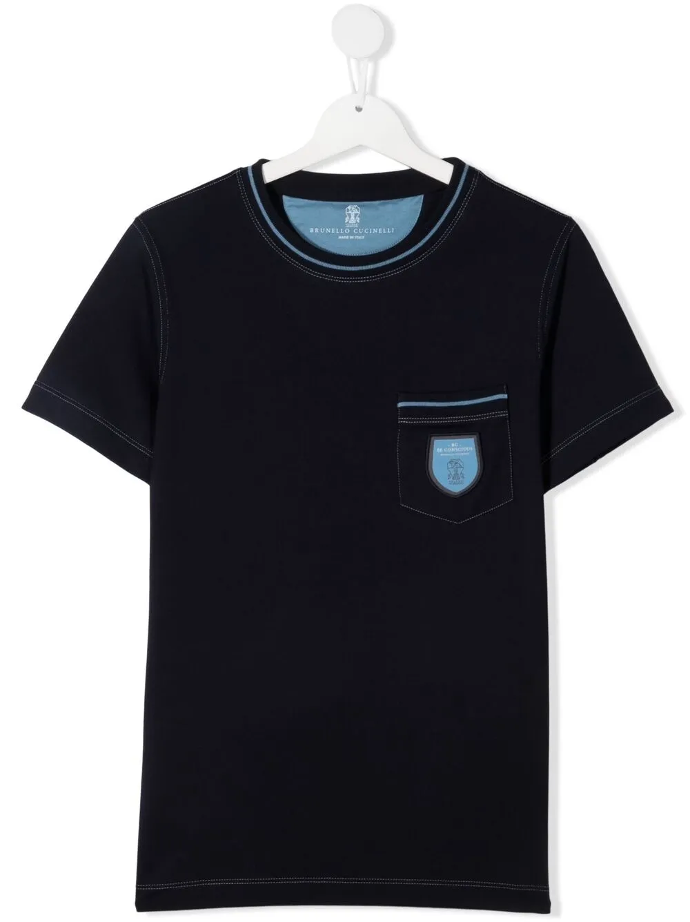 фото Brunello cucinelli kids футболка с накладным карманом и логотипом