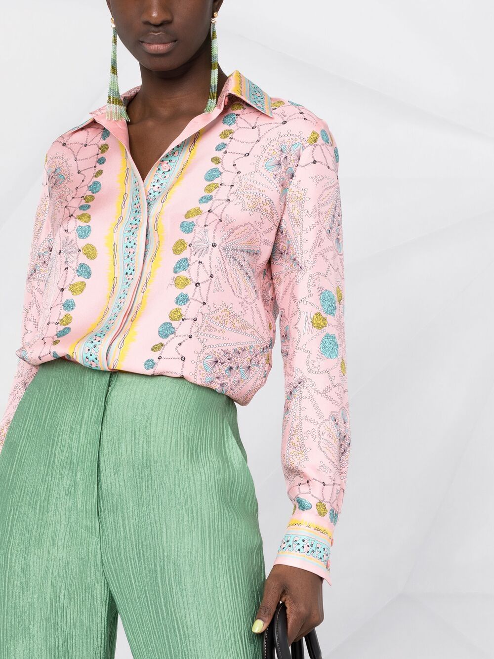 Shop Emilio Pucci Conchiglie-print Silk Shirt In Pink