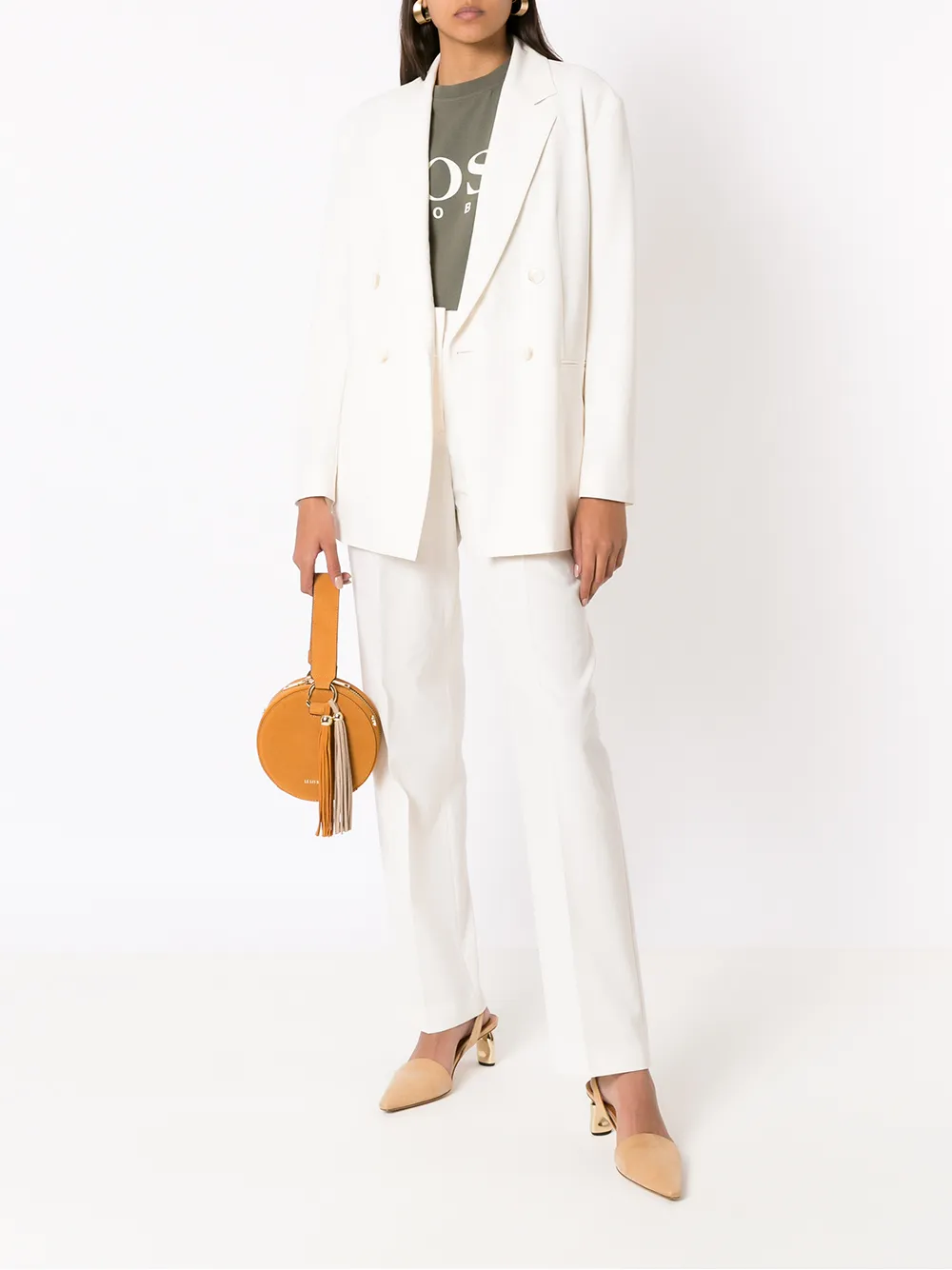 Hugo Boss Double-breasted Blazer In White