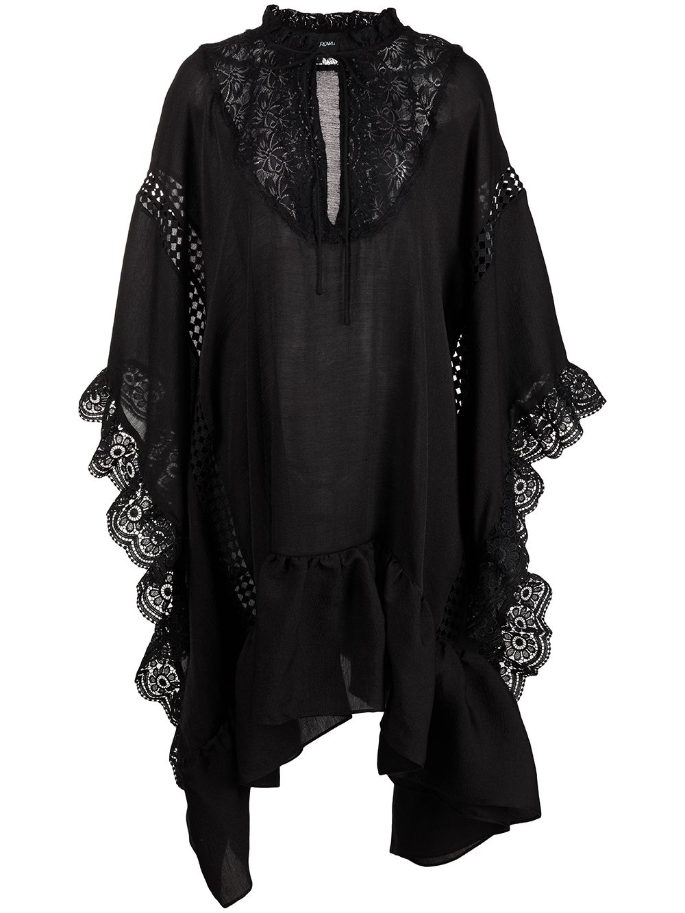Cynthia Rowley Skyler Lace Trim Kaftan Dress In Black Modesens