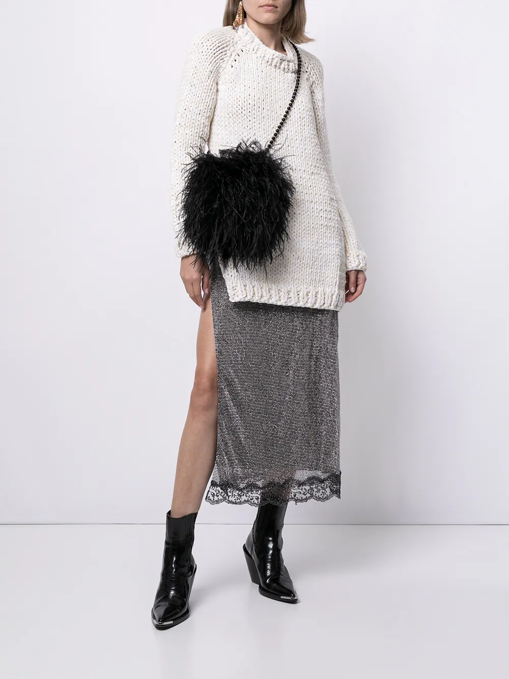 N°21 Open-back Crew-neck Jumper In 白色