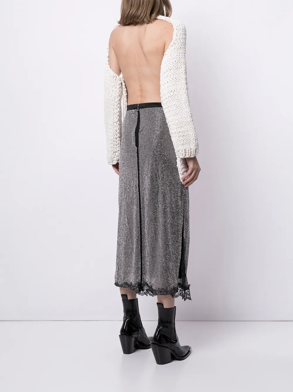 N°21 Open-back Crew-neck Jumper In 白色