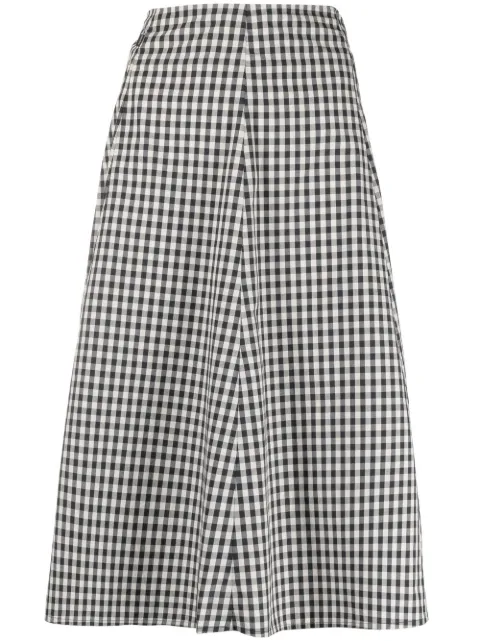 Woolrich falda midi de algodón con motivo de cuadros