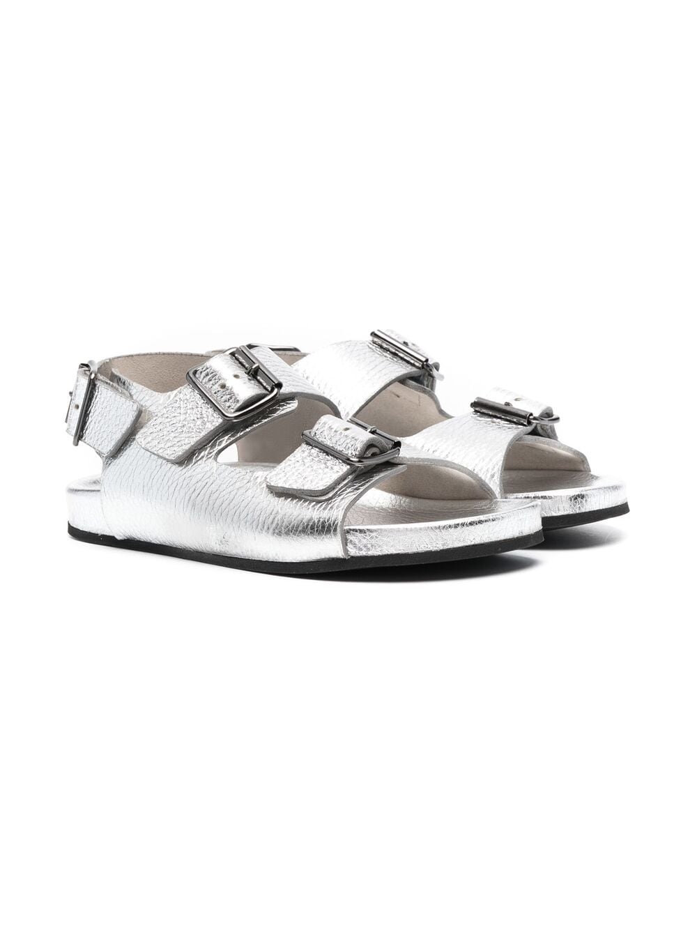 Shop Gallucci Double Buckle Strap Sandals In Silver