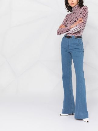 flared high-waisted jeans展示图