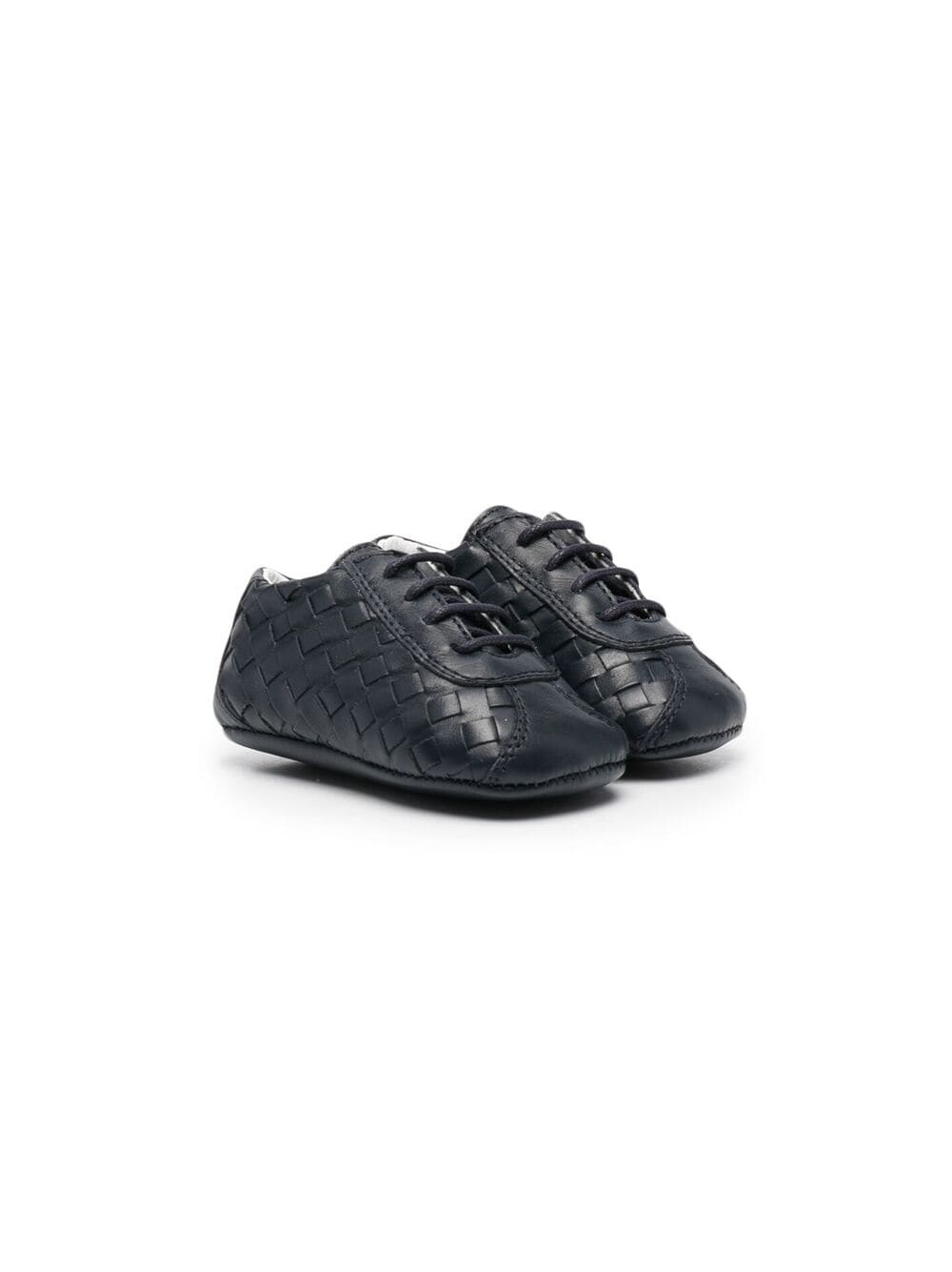 Shop Gallucci Woven-leather Trainers In Blue
