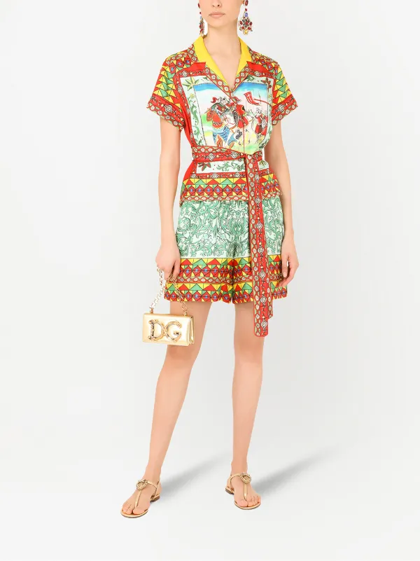 Dolce & Gabbana Carretto-print Twill Shorts | Blue | FARFETCH