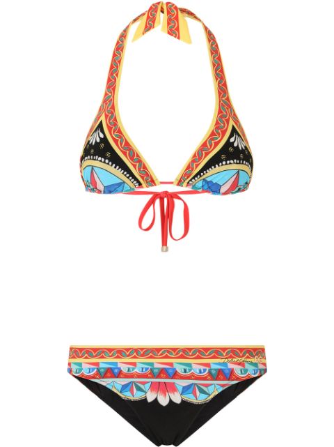 Dolce & Gabbana Carretto-print triangle bikini Women