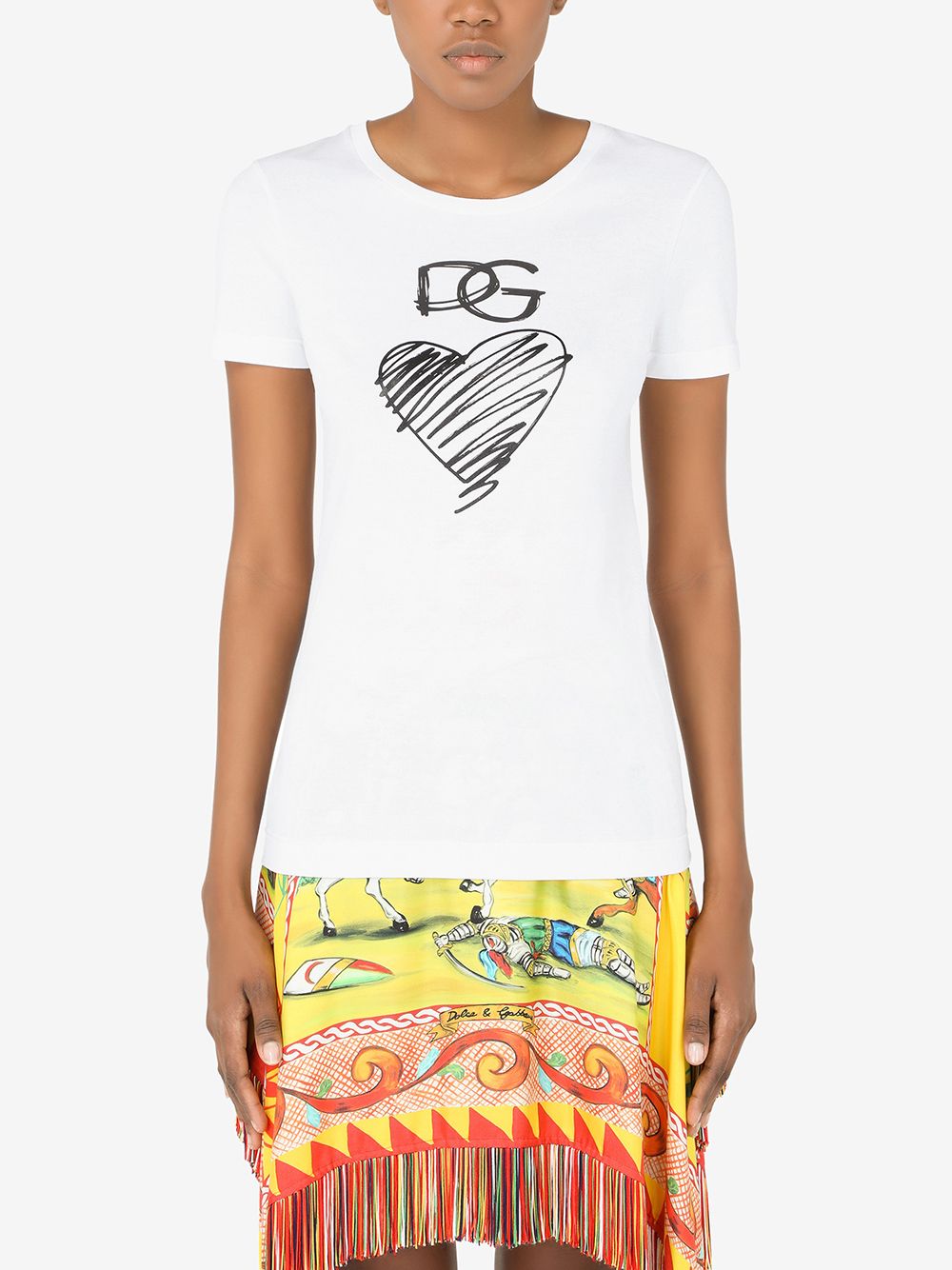 Shop Dolce & Gabbana Logo-print Cotton T-shirt In Weiss