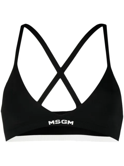 MSGM ribbstickad BH med logotypkant