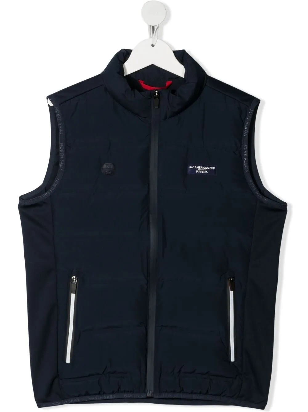North Sails X Prada Teen Logo-patch Padded Gilet In Blue