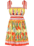 Dolce & Gabbana Carretto-print chiffon minidress - Yellow