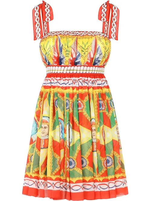 Robe courte en chiffon à imprimé Carretto - Dolce & Gabbana - Modalova