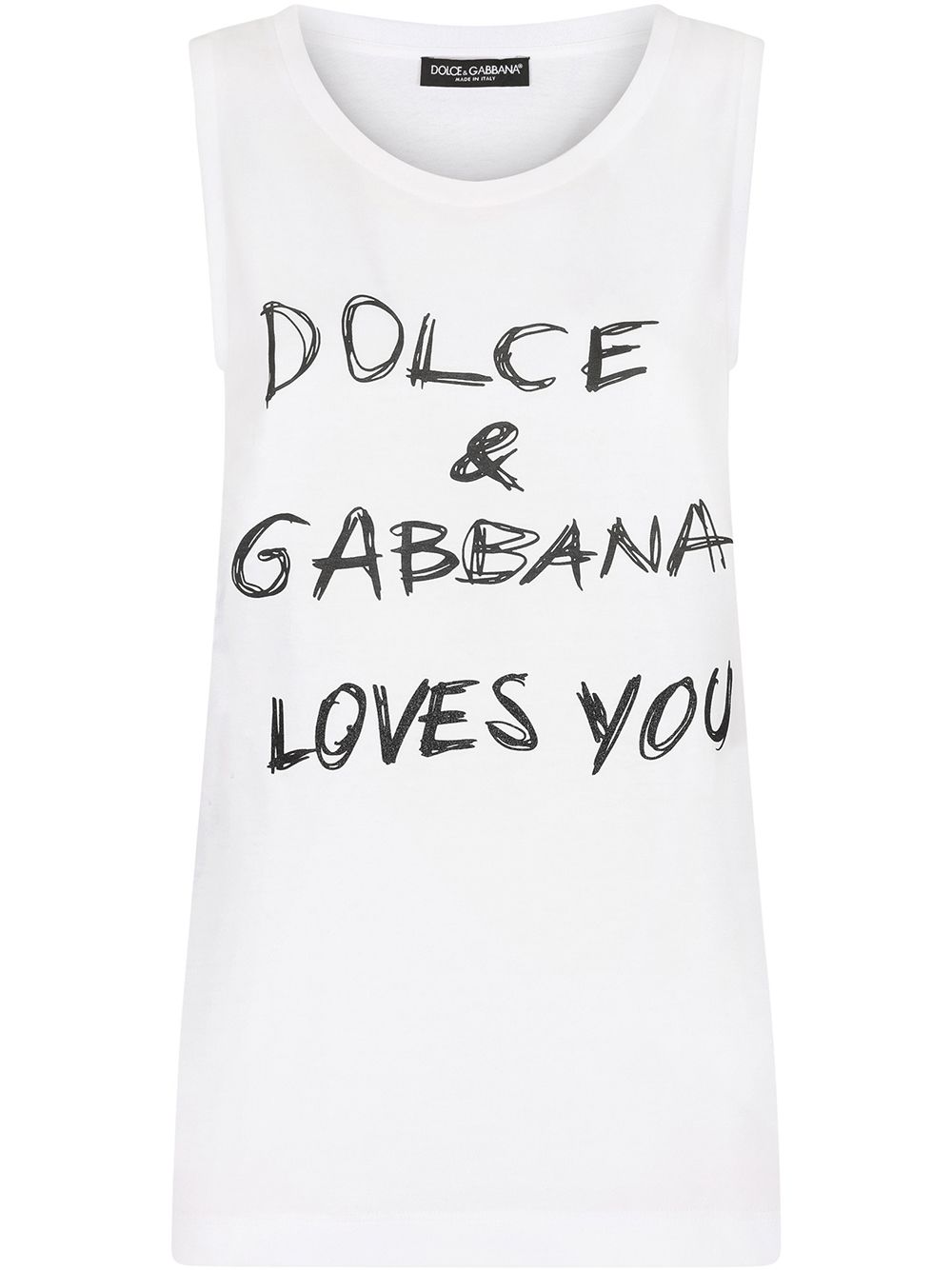 Dolce & Gabbana Slogan-print Sleeveless Top In Weiss