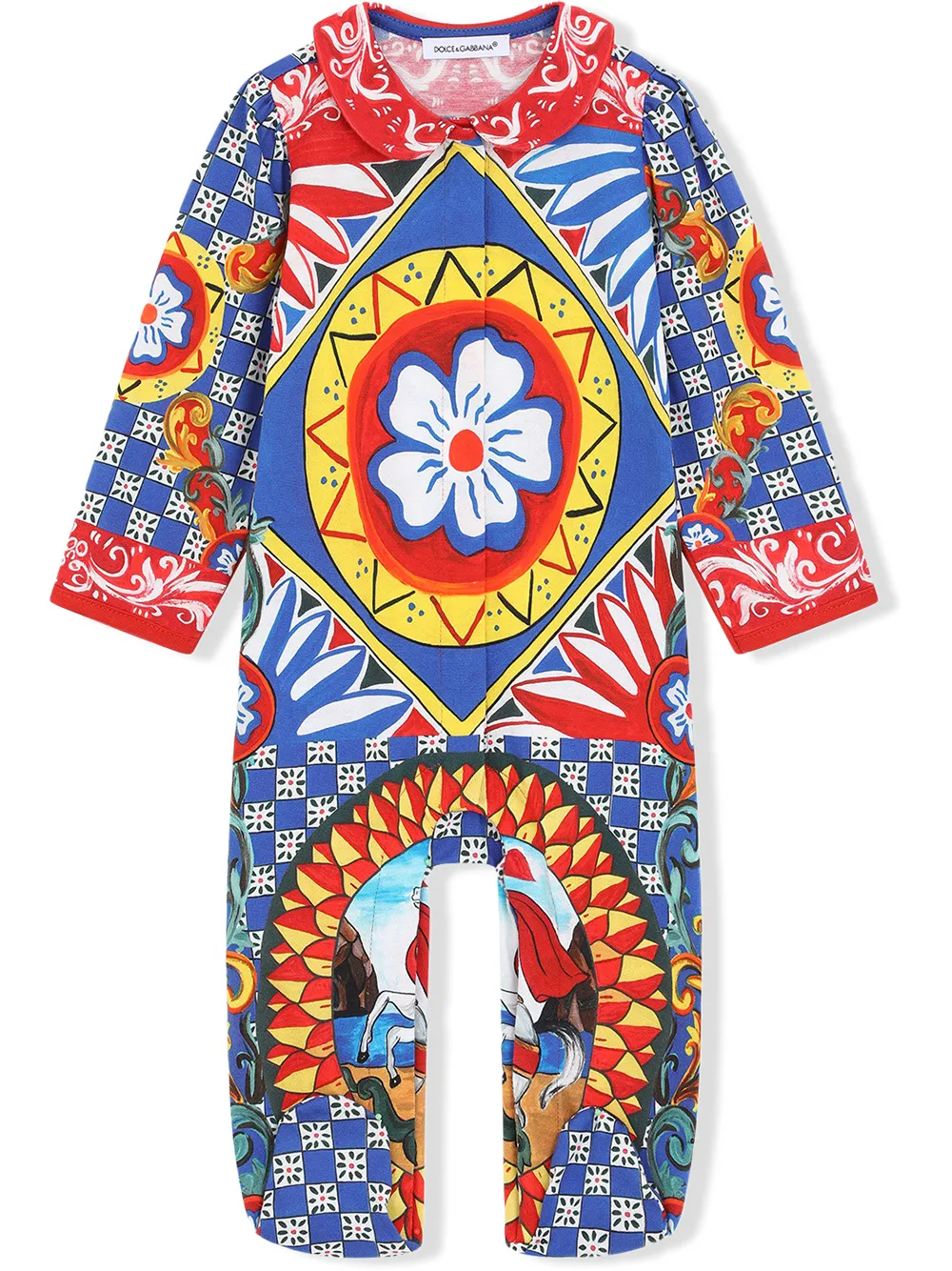 

Dolce & Gabbana Kids geometric-print romper - Blue