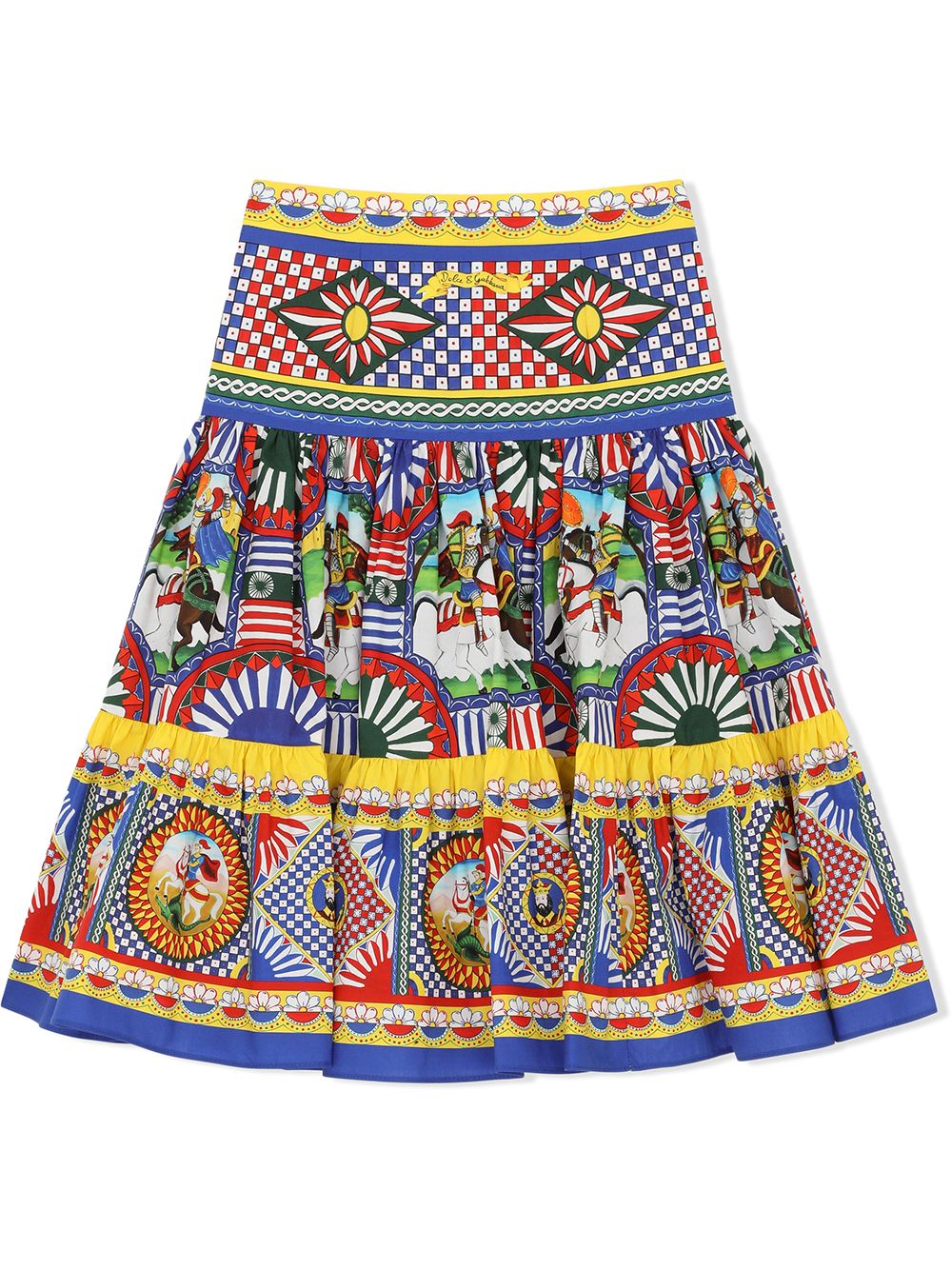 Shop Dolce & Gabbana Carretto-print Poplin Maxi Skirt In Blue
