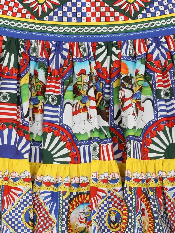 Dolce & Gabbana Kids Carretto-print Poplin Maxi Skirt | Blue