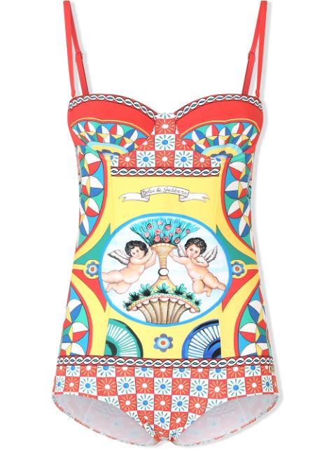 Dolce & Gabbana Carretto-print balconette swimsuit Women