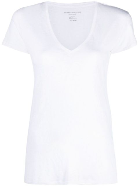 Majestic Filatures scoop neck linen-blend T-shirt Women