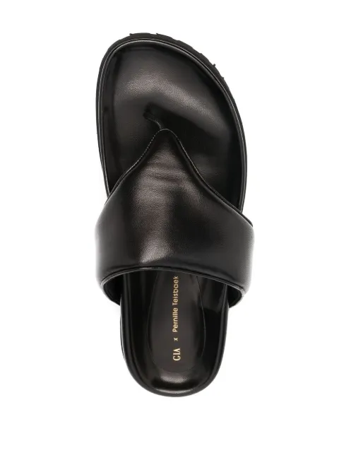 GIA BORGHINI Padded thong-strap Leather Sandals - Farfetch