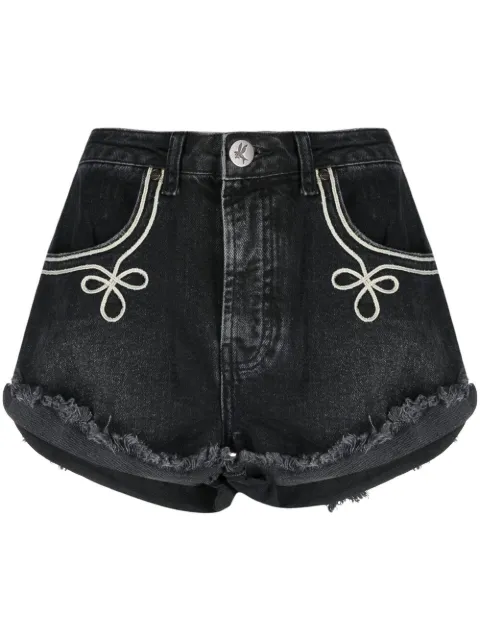 One Teaspoon frayed-edge denim shorts