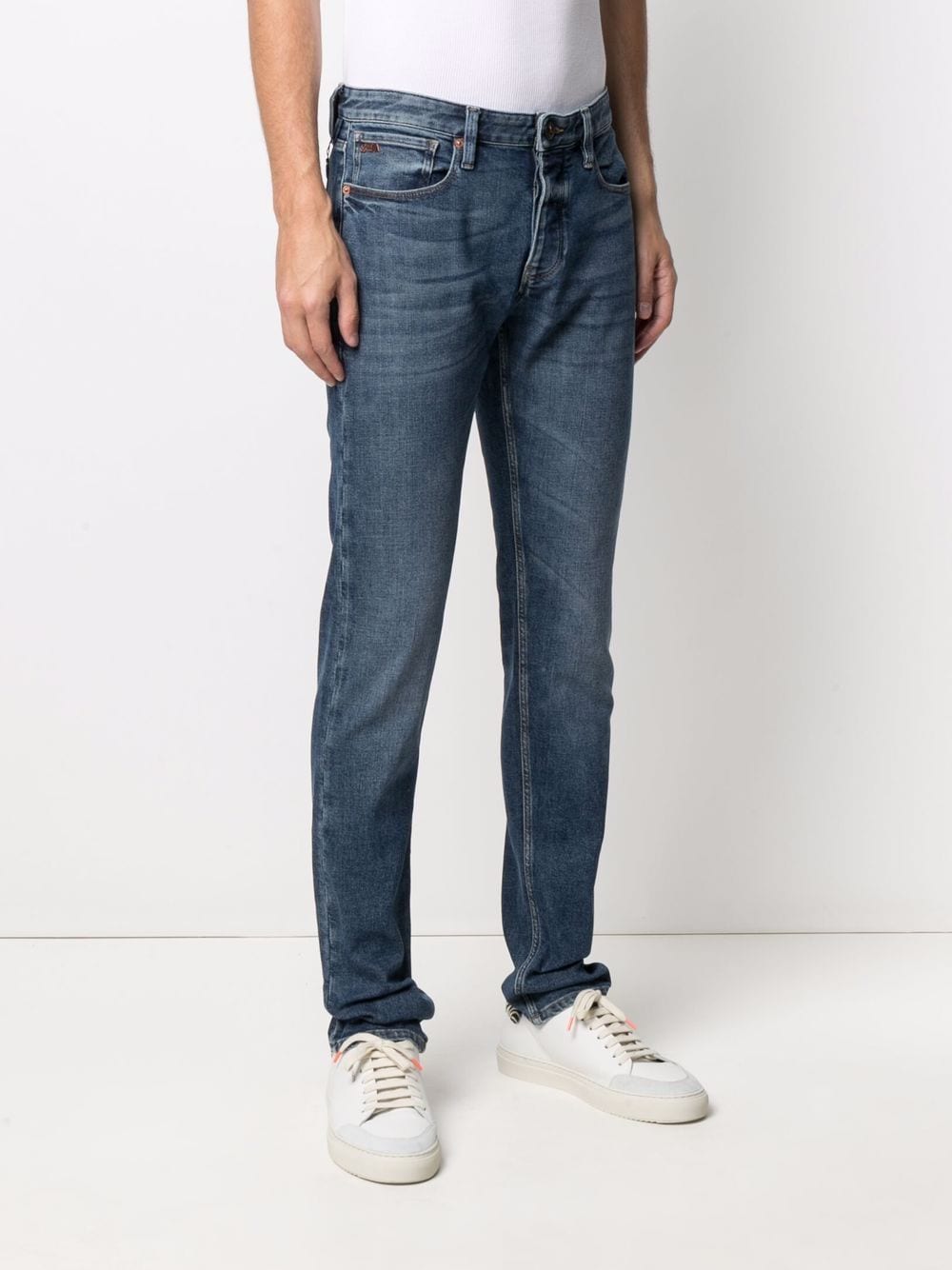 Shop Emporio Armani Mid-rise Straight Jeans In Blue