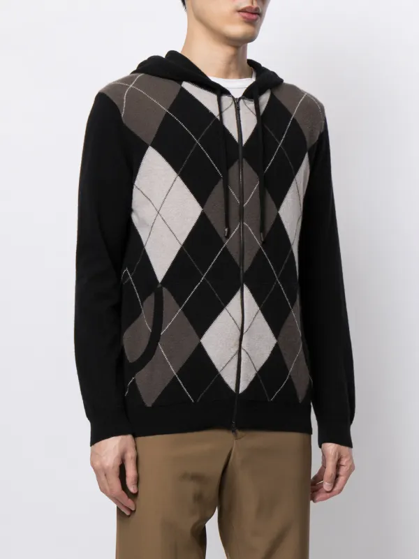 shirt argyle merino wool zipped hoodie 