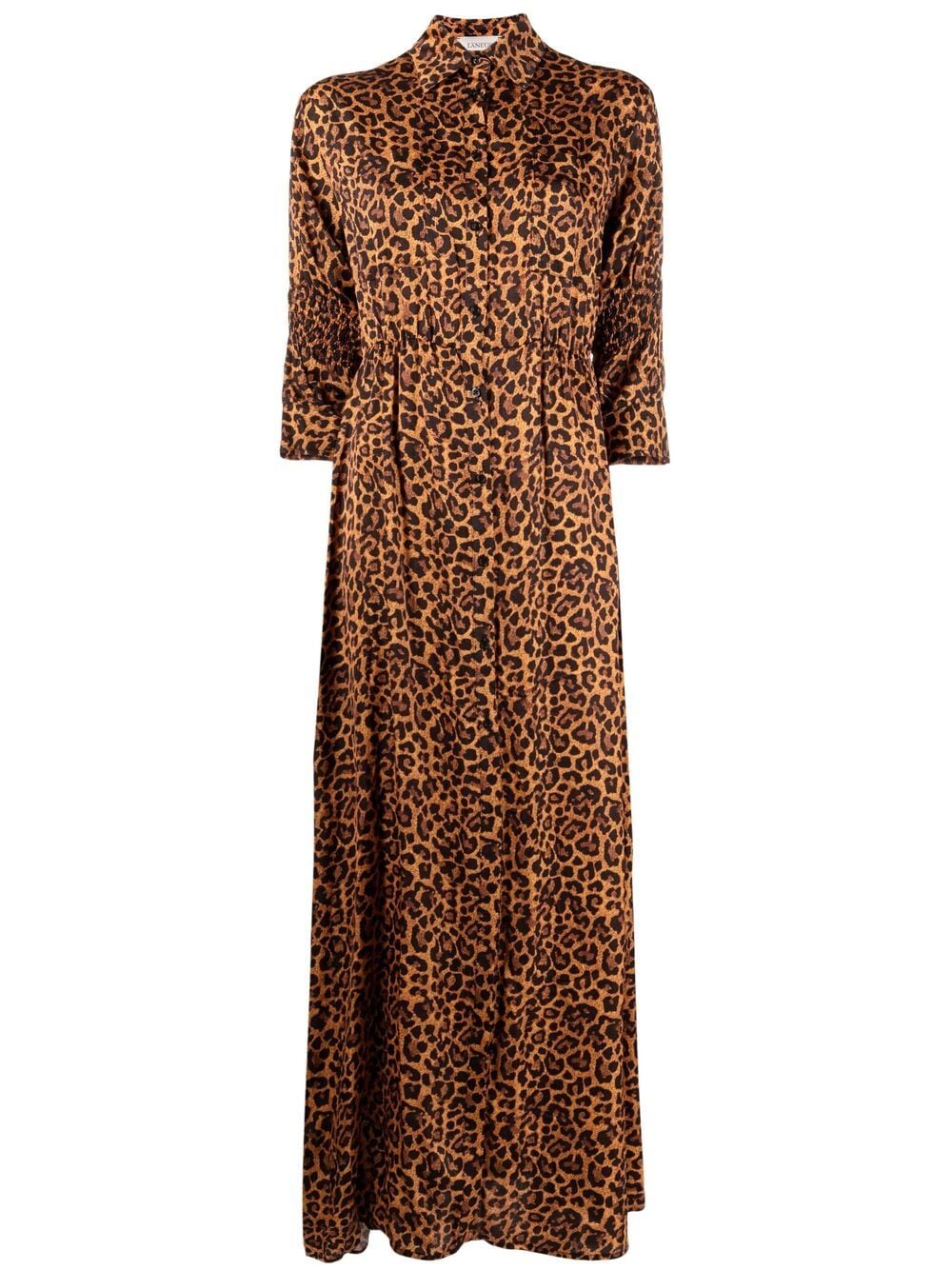 фото Laneus платье-рубашка макси с леопардовым принтом