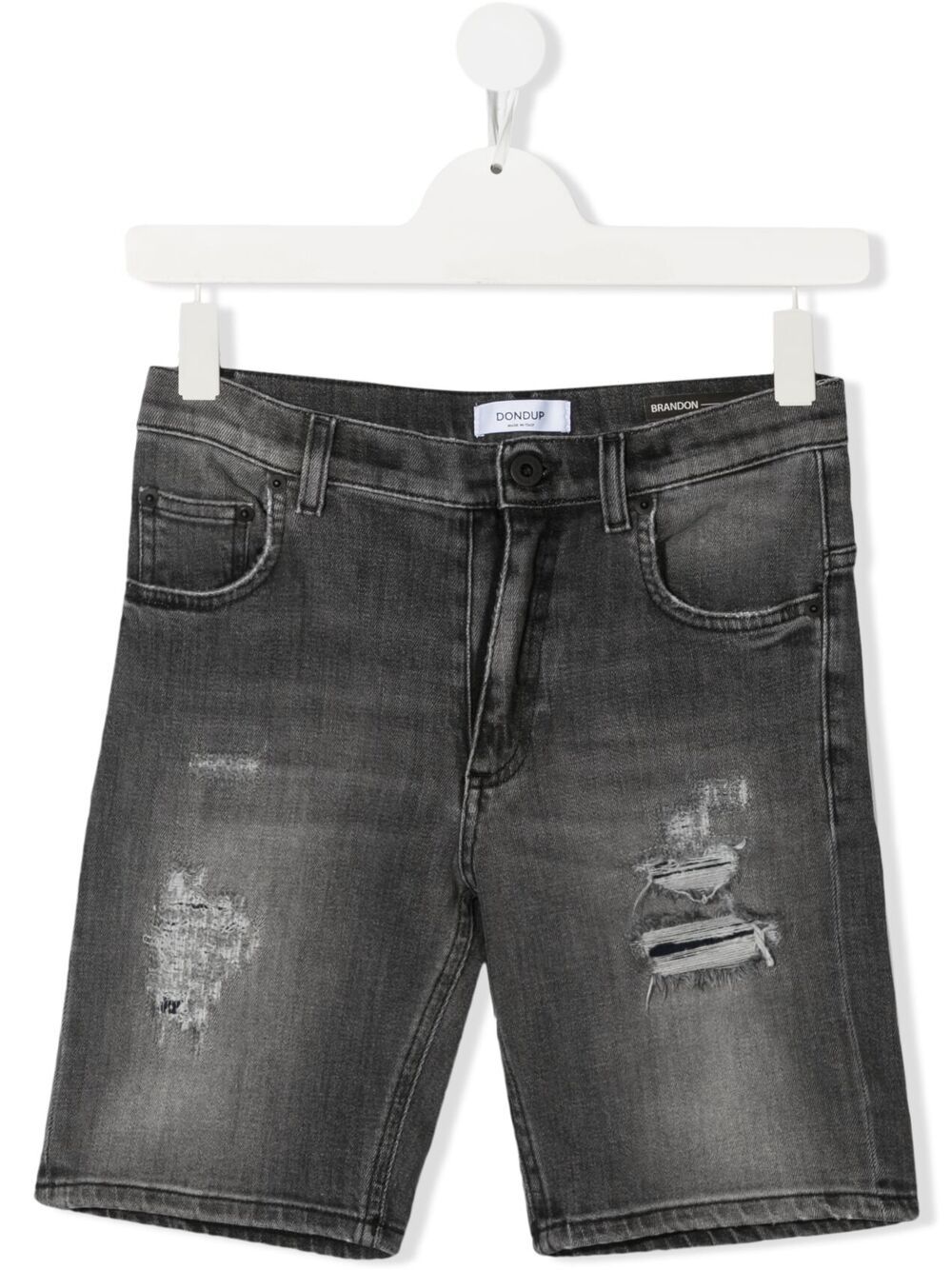 Shop Dondup Teen Distressed Denim Shorts In Grey