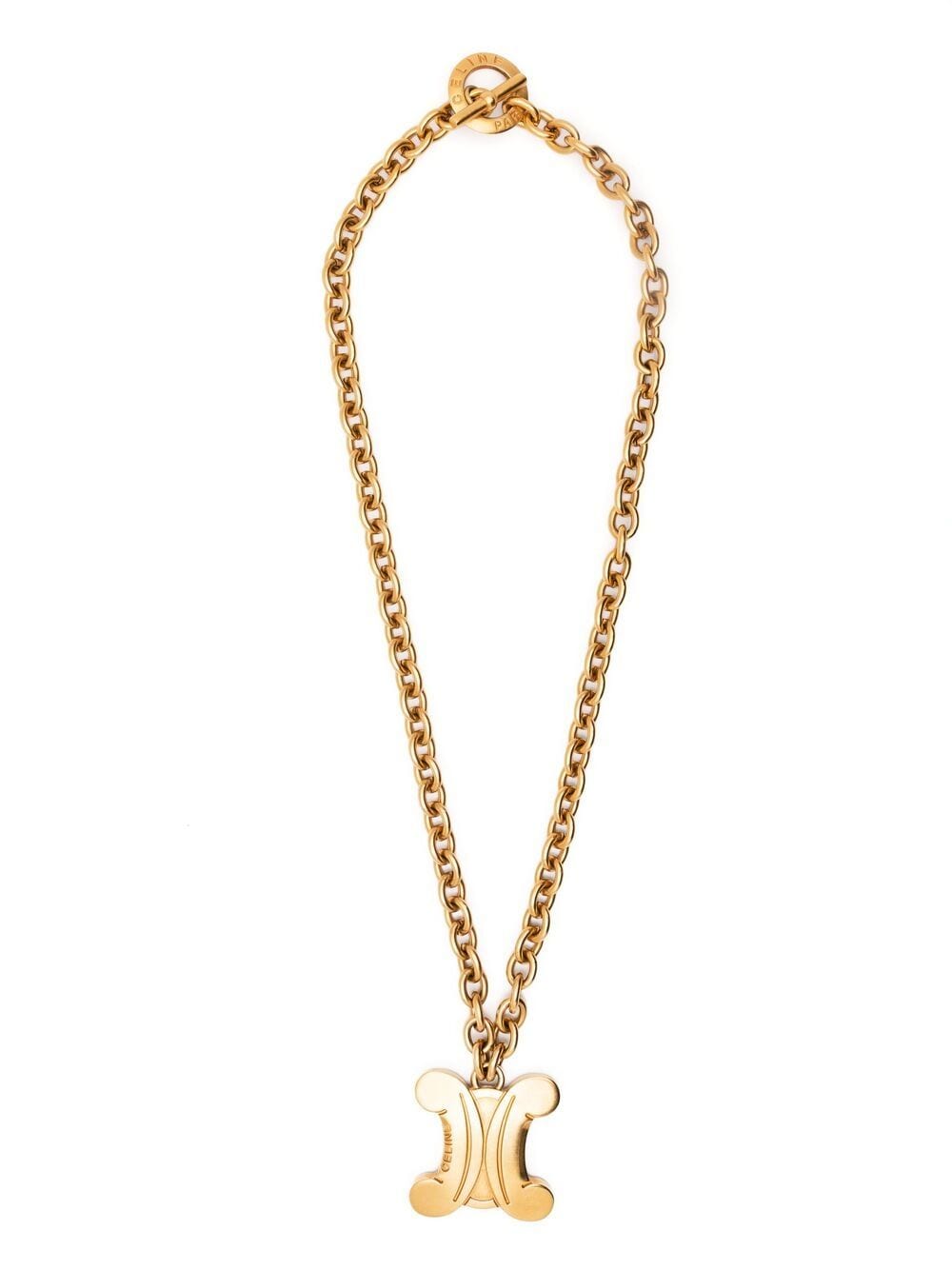 Pre-owned Celine 1990s  Pendant Necklace In Gold