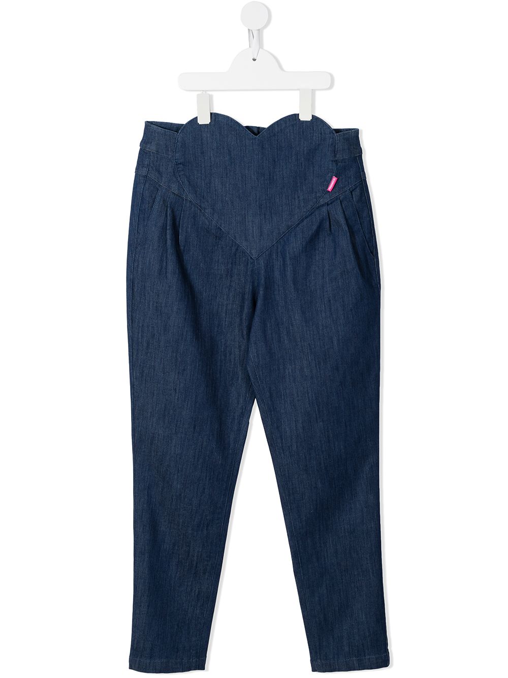 Simonetta Kids' Heart-shaped Waist Trousers In Blue