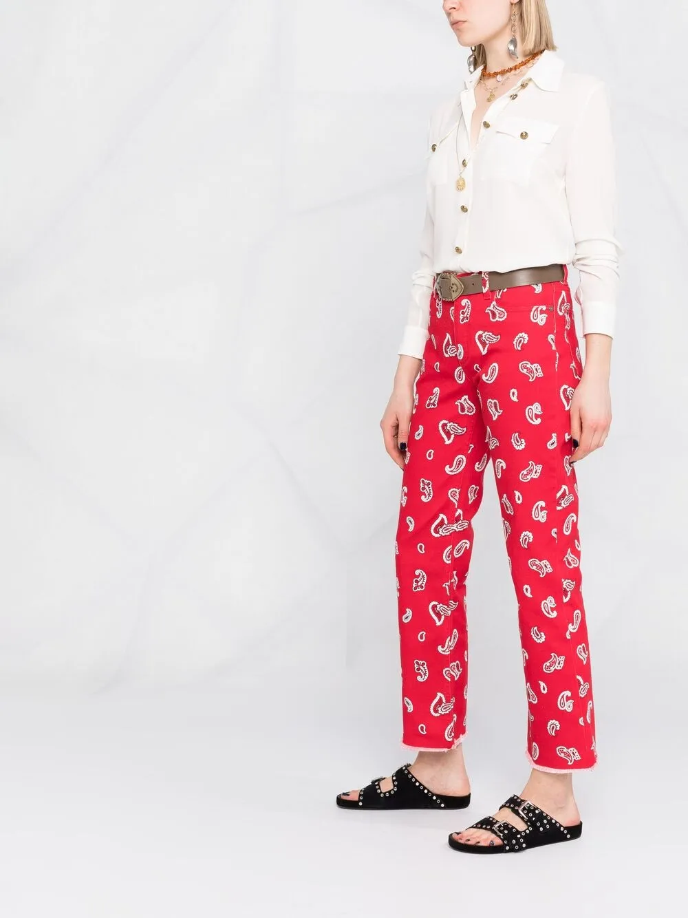 фото Etro укороченные джинсы с принтом пейсли