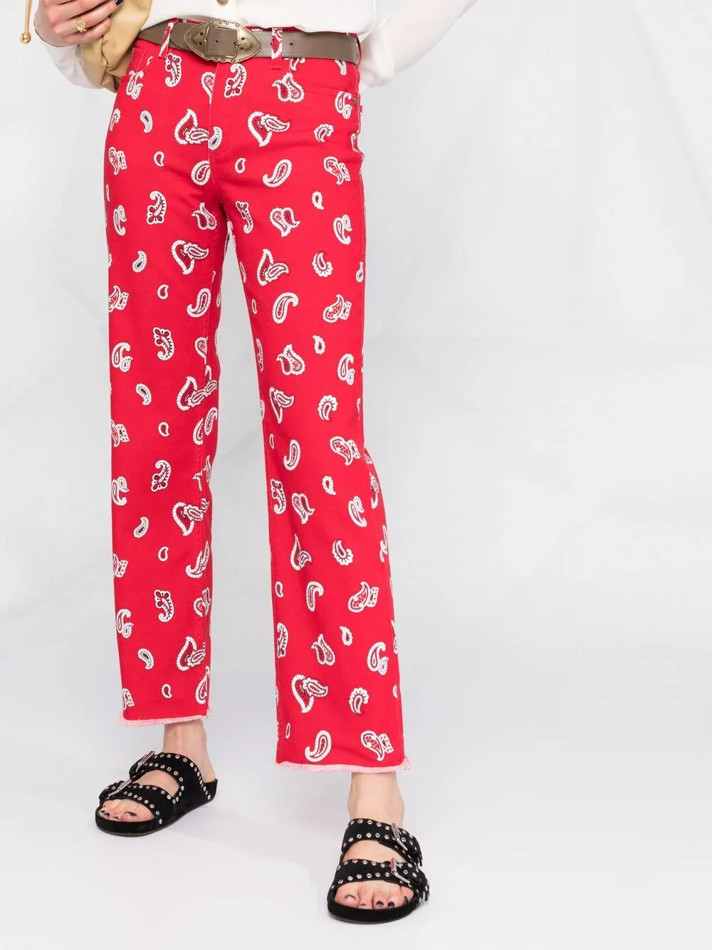 фото Etro укороченные джинсы с принтом пейсли