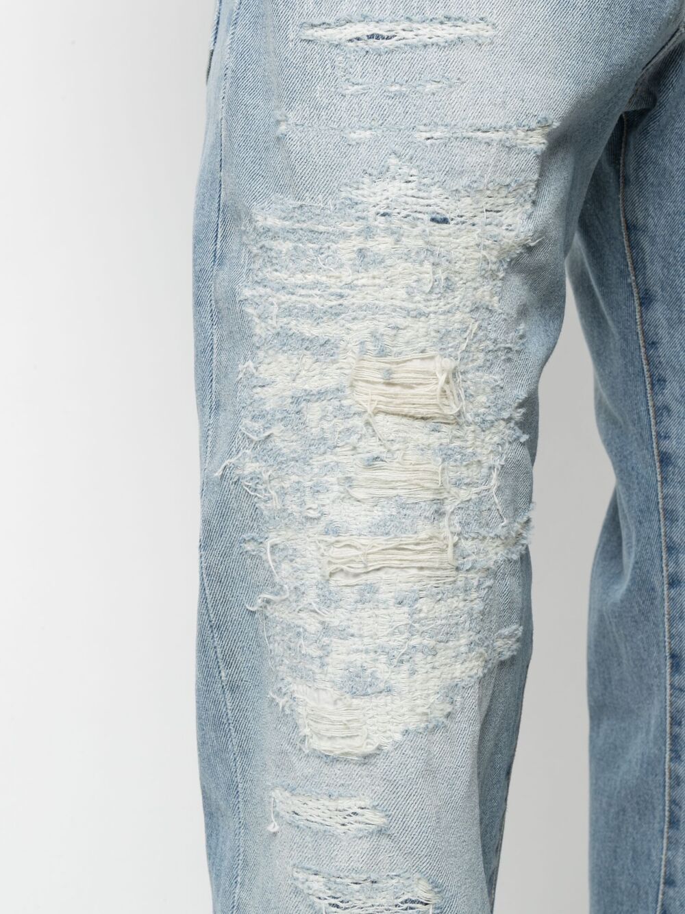 Shop 424 Faded Straight-leg Jeans In Blue